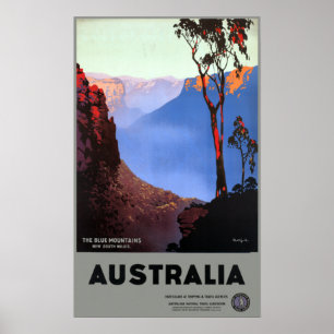 Poster Vintage Blue Mountains Australie Voyage