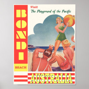 Poster Vintage Bondi Beach Australie Voyage