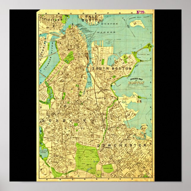Poster Vintage Boston Maps-6 (Devant)