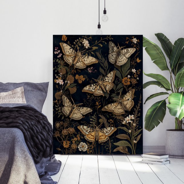 Poster Vintage Botanical Moths & Flowers  (Créateur téléchargé)
