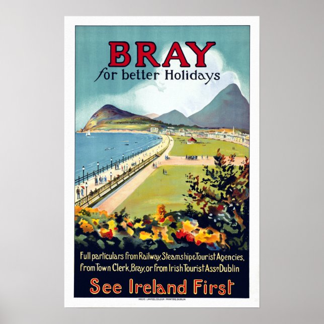 Poster Vintage Bray Irlande Travel (Devant)
