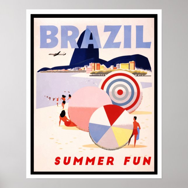 Poster Vintage Brésil Été Voyage amusant (Devant)