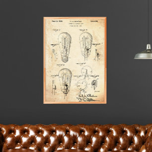 Poster Vintage   Brevet d'ampoule légère