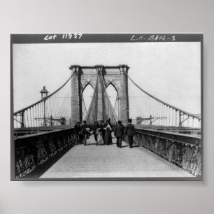 Poster Vintage Brooklyn Bridge New York City NY 1898