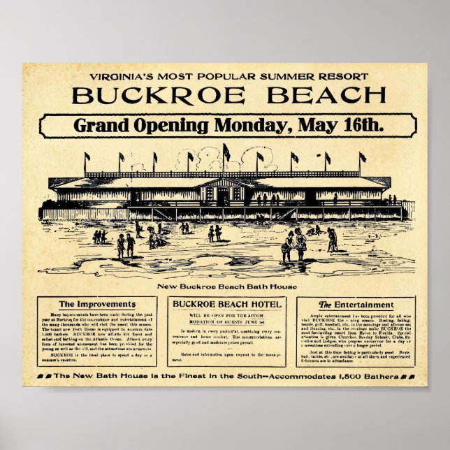 Poster Vintage Buckroe Beach Virginie Imprimer (Devant)