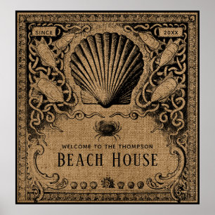 Poster Vintage Burlap Beach House