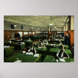 Poster Vintage Business, Journalists in Newspaper Office