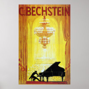 Poster Vintage C. Bechstein Allemagne Piano Publicité