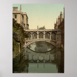 Poster Vintage Cambridge Angleterre, Pont des Soupirs