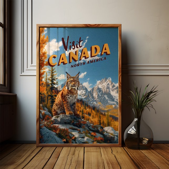 Poster Vintage Canada Lynx Travel (Créateur téléchargé)