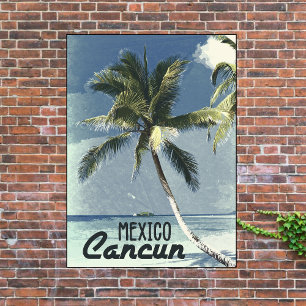 Poster Vintage Cancun Mexico Travel Adventure