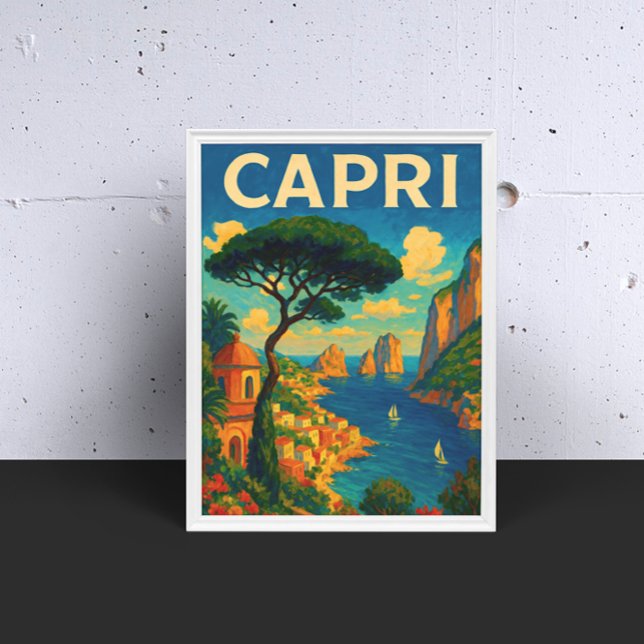 Poster Vintage Capri Italie Voyage (Vintage Capri Italy Travel Poster)