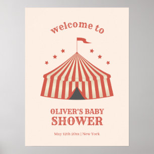 Poster Vintage Carnaval Big Top Baby shower Bienvenue