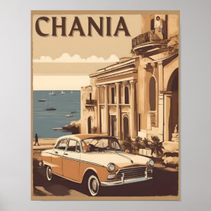 Poster Vintage Chania City Souvenirs cree grèce voyage