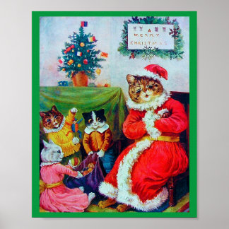 Poster Vintage Chat Noël, Louis Wain