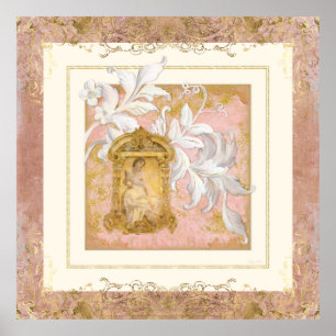 Poster Vintage Château Paris Dusty Pink Gold Woman