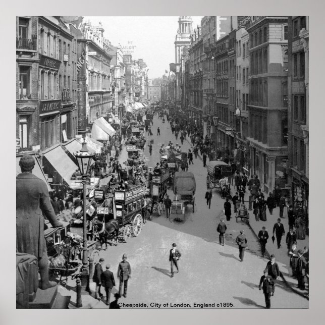Poster Vintage Cheapside, 1895 Londres Angleterre (Devant)