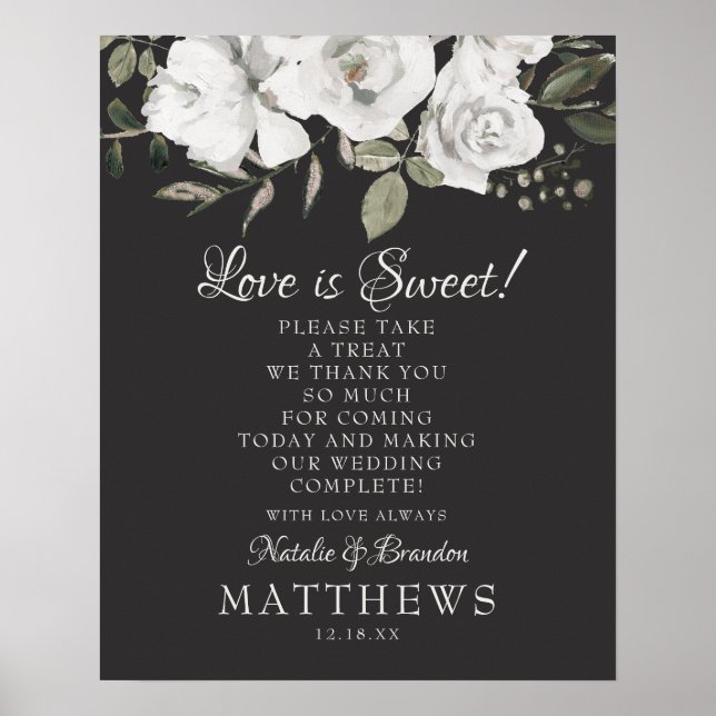 Poster Vintage Cherish Love is Sweet Treat Mariage Sign (Devant)