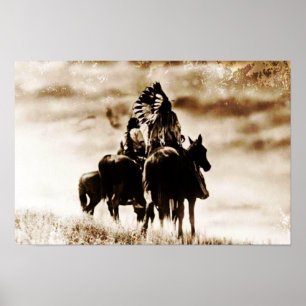 Poster Vintage Cheyenne Guerriers Canvas Imprimer
