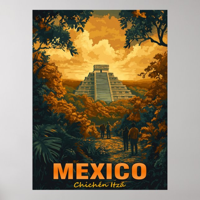 Poster Vintage Chichen Itza, Mexique (Devant)
