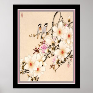 Poster Vintage Chinese "Peonies" Print