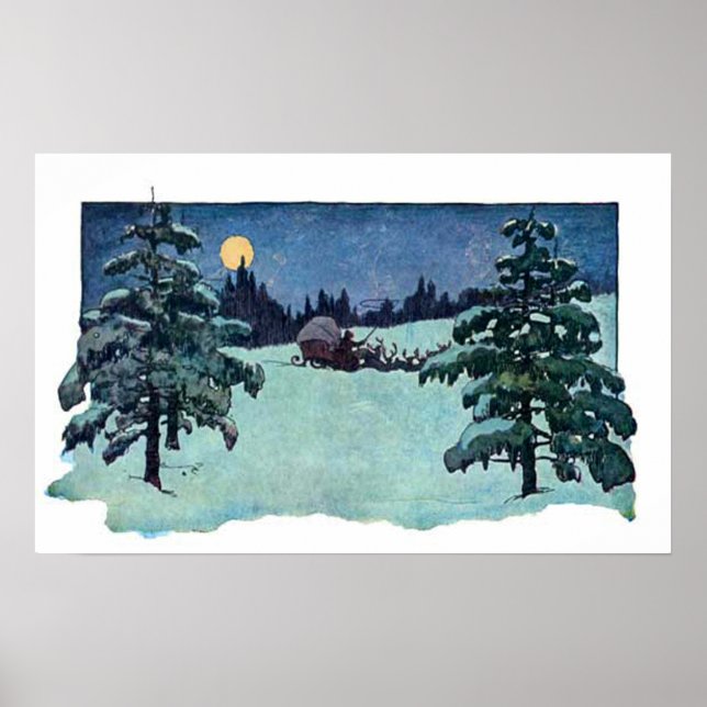 Poster Vintage Christmas Eve Santa Claus (Devant)