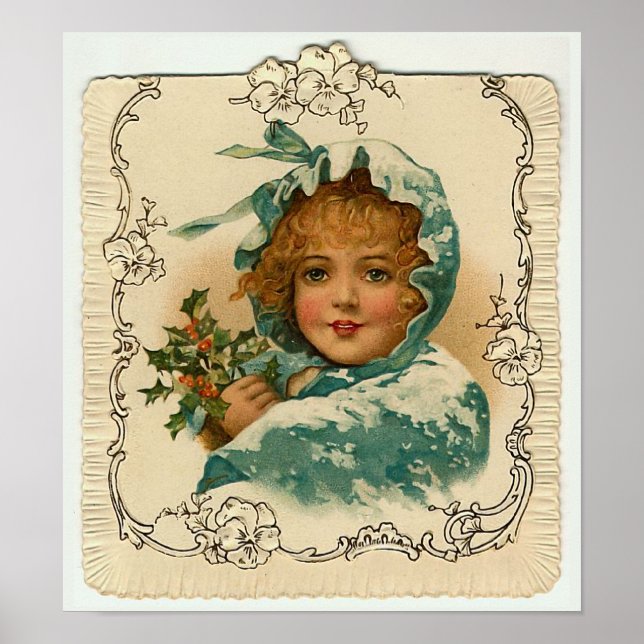 Poster vintage "Christmas Holly" (Devant)