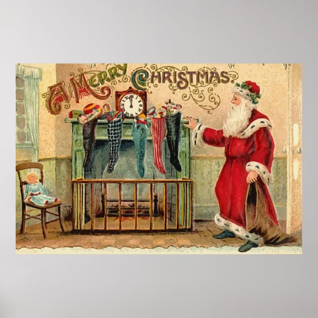 Poster Vintage Christmas Stockings (Devant)