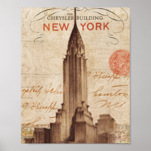 Poster Vintage Chrysler Building à New York