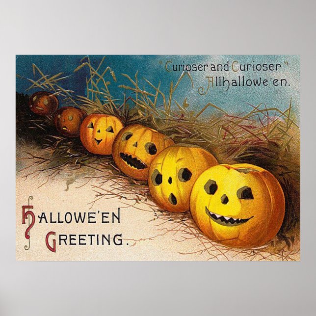 Poster Vintage citrouille d'Halloween (Devant)