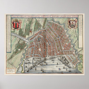 Poster Vintage city map of Amsterdam