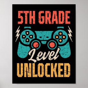 Poster Vintage Ck À L'École 5e Classe Niveau Déverrouillé