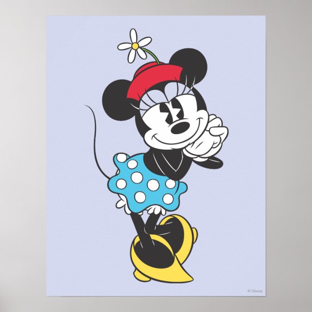 Poster Vintage classique Minnie Souris Retro Flower Casqu (Devant)