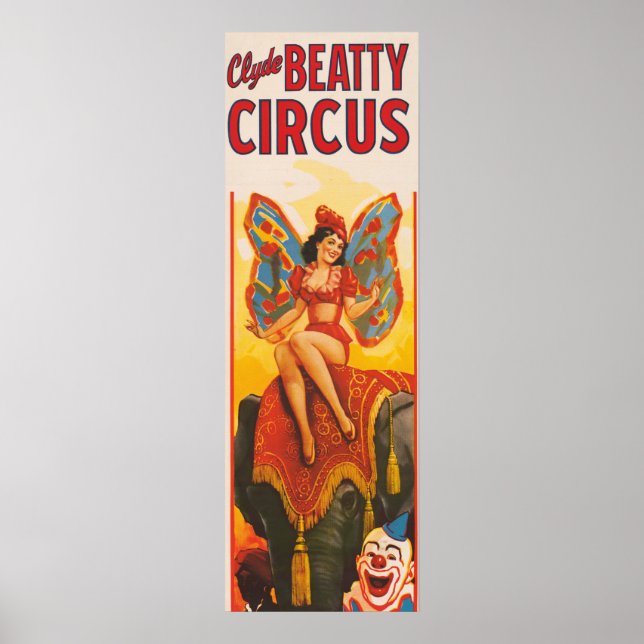 Poster vintage Clyde Beatty Circus (Devant)
