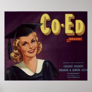 Poster Vintage College Co-Ed Graduation Femme