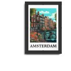 Vintage coloré Amsterdam Pays-Bas Canal View