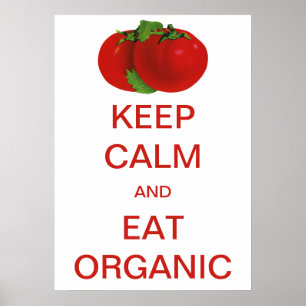 Poster Vintage Conserver le calme et manger des tomates b