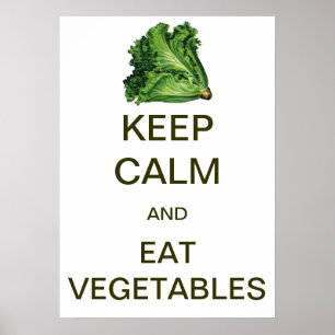 Poster Vintage Conserver le calme et manger les légumes