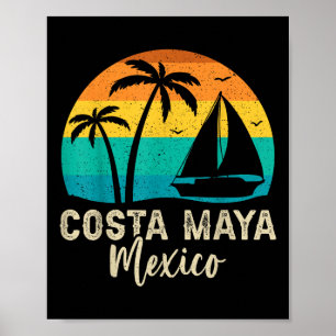 Poster Vintage Costa Maya Mexique Coucher de soleil Famil