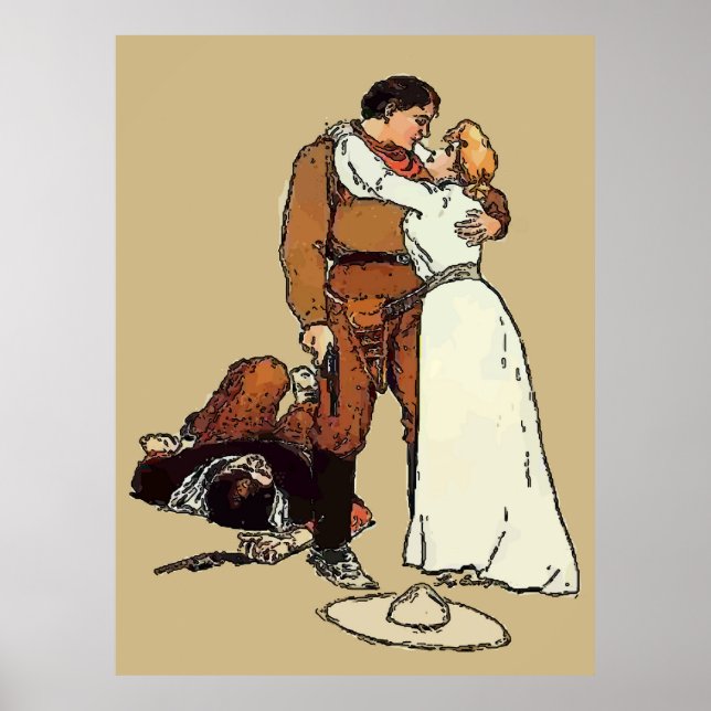 Poster Vintage Cowboy Shoot Out (Devant)