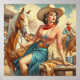 Poster Vintage Cowgirl