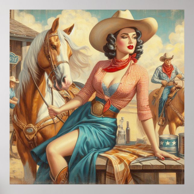 Poster Vintage Cowgirl (Devant)