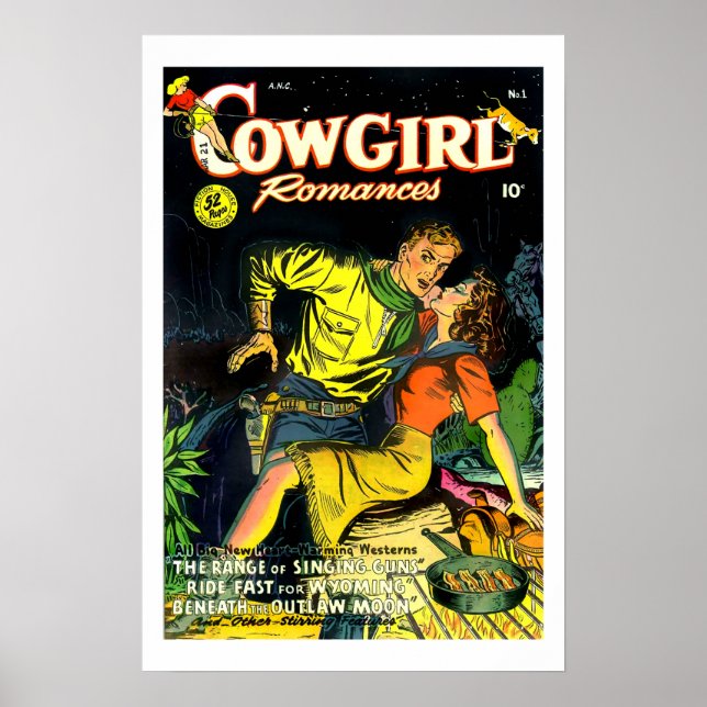 Poster vintage Cowgirl Romances Gunslinger (Devant)