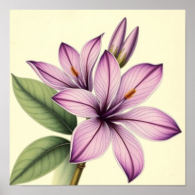 Poster Vintage Crocus on Weathered Paper (Devant)