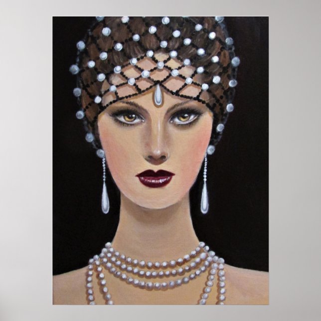 Poster Vintage Dame aux yeux d'ambre (Devant)
