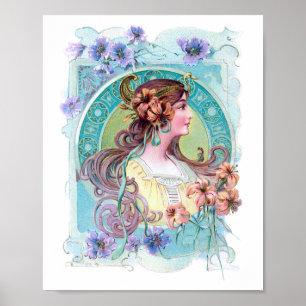 Poster Vintage Dame exotique Art nouveau
