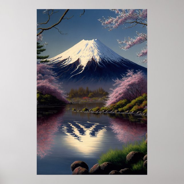 Poster vintage d'art japonais Mt Fuji (Devant)
