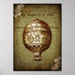 Poster vintage de ballon à air chaud