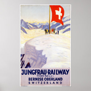Poster vintage de chemin de fer de la Suisse