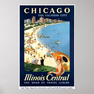 Poster vintage de Chicago Vacation City restauré